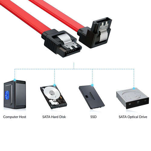 18` SATA 3.0 Cable SATA3 III 6GB/s Right Angle Serial ATA SSD Hard Drive, Red