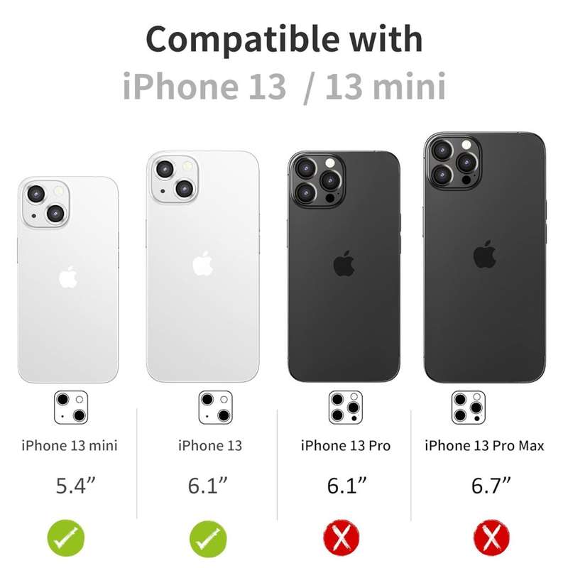 3 PCS Camera Lens Protector for iPhone 13 and iPhone 13 Mini,Ultra Clear HD Tempered Glass,Aluminum