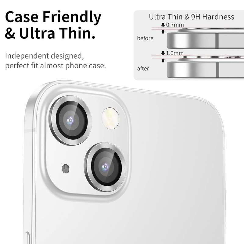 3 PCS Camera Lens Protector for iPhone 13 and iPhone 13 Mini,Ultra Clear HD Tempered Glass,Aluminum