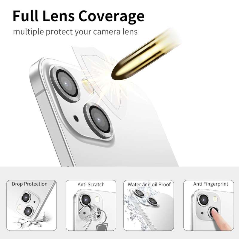 3 PCS Camera Lens Protector for iPhone 13 and iPhone 13 Mini,Ultra Clear HD Tempered Glass,Aluminum