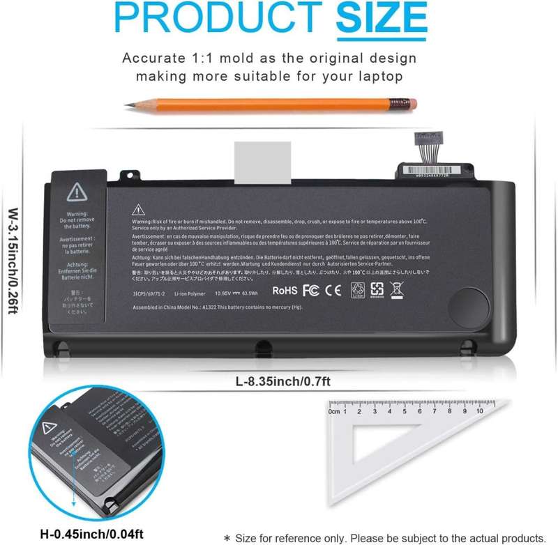 New A1322 A1278 Laptop Battery Compatible with MacBook Pro 13 inch 2009 - 2012