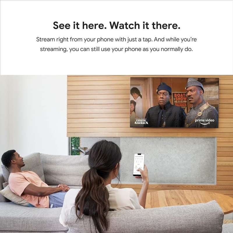 Chromecast - Streaming Device with HDMI Cable - Stream Shows, Music, Photos, and Sports from