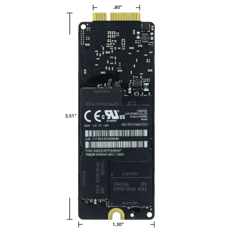 Samsung 768GB mSATA Internal SSD (MZ-DPC768A/0A2) FOR Apple Macbook