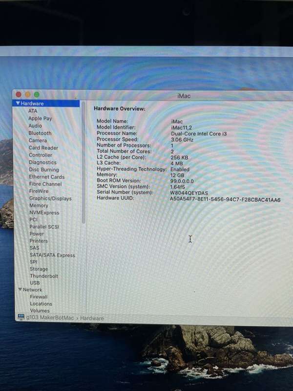 Apple iMac A1311 21.5 inch Desktop - iMac 11,2 Dual Core i3 3.06 GHz 12gb RAM 1TB Storage