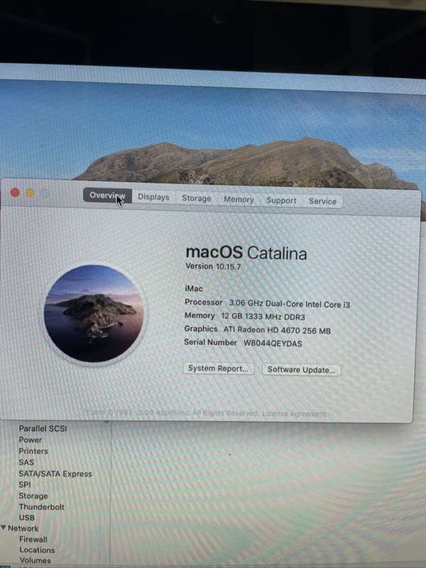 Apple iMac A1311 21.5 inch Desktop - iMac 11,2 Dual Core i3 3.06 GHz 12gb RAM 1TB Storage