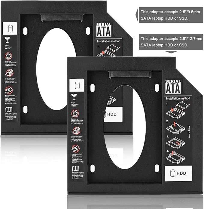 2.5" SATA HDD SSD Hard Drive Caddy Adapter 2nd HDD Enclosure Hard Disk Drive Caddy Case for 9.5mm