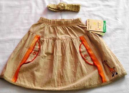 Baby Skirt+ Head Band - Hooligans - Orange/ Cream Girafe- 1-2years - Hooligan - baby clothes