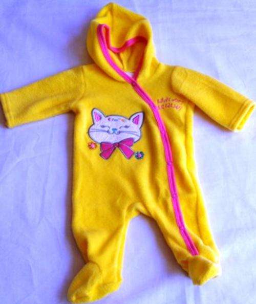 Baby Grow - Yellow Fleecy "What does the Cat Say"  - New Born- baby clothing