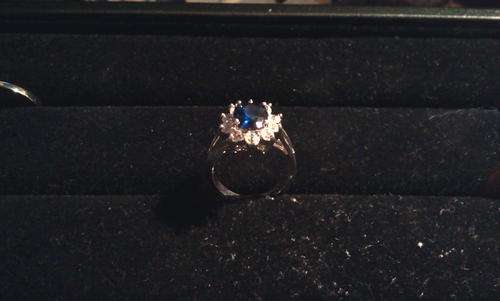 sapphire and diamond ring set in 925 silver size 7.75
