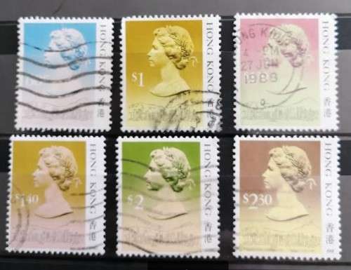 Hong Kong 1987 - 6 x Queen Elizabeth II Definitive Stamps Used