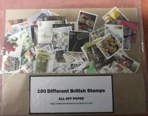 Great Britain - 100 Used - All off Paper- Very Good Quality - Includes Millennium Stamps