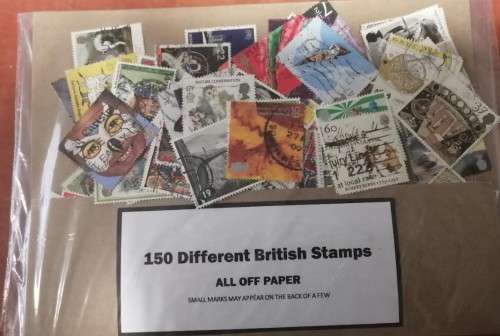 Great Britain - 150 Used - All off Paper- Very Good Quality - Includes Millennium Stamps