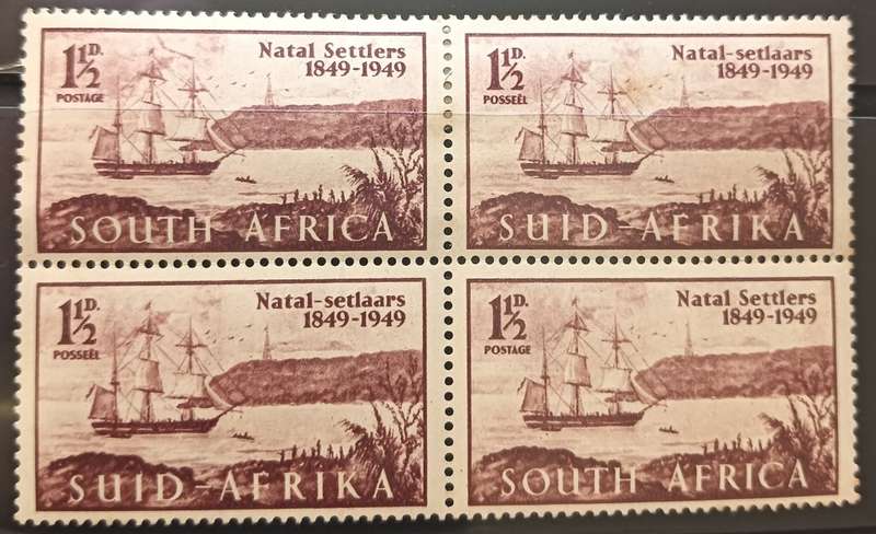 1949 - Union of SA - Centenary of Arrival of British Settlers in Natal - MH - Pennant Flaw