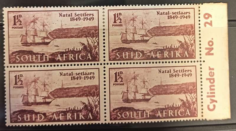 1949 - Union of SA - Centenary of Arrival of British Settlers in Natal - MH - Tail to N