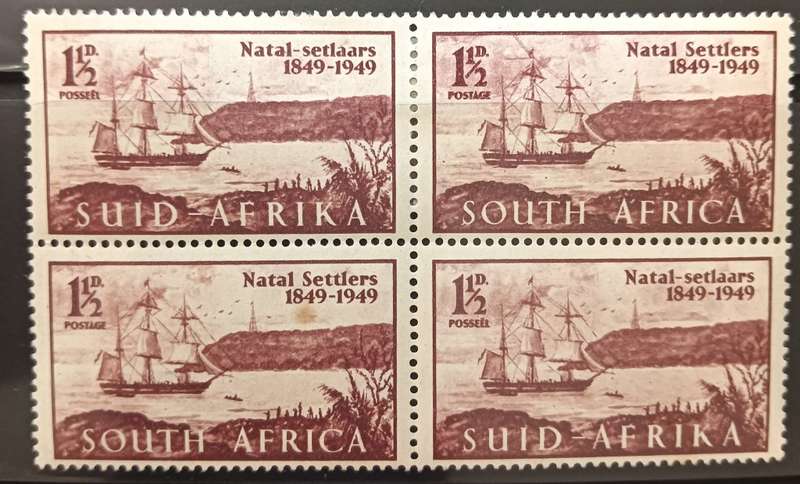 1949 - Union of SA - Centenary of Arrival of British Settlers in Natal - MH - Riggers Flaw