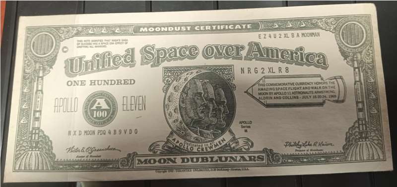 America - MOONDUST CERTIFICATE - Unified Space over America