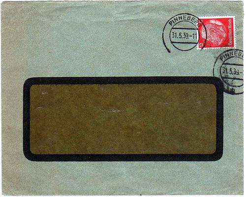 Deutsches Reich - Nazi Germany - Vintage empty envelope with stamp from Pinneberg 31.05.1939