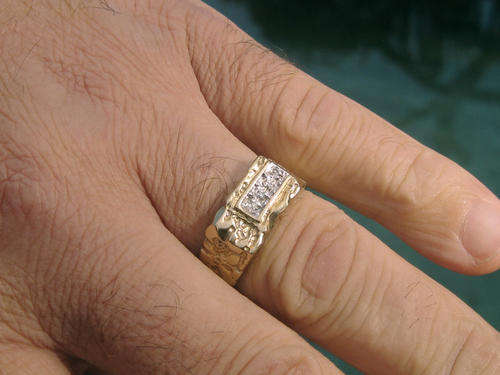 Mens Gold Ring with small diamonds
