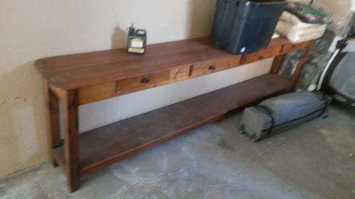 Long origin Pine table with 4 drawers