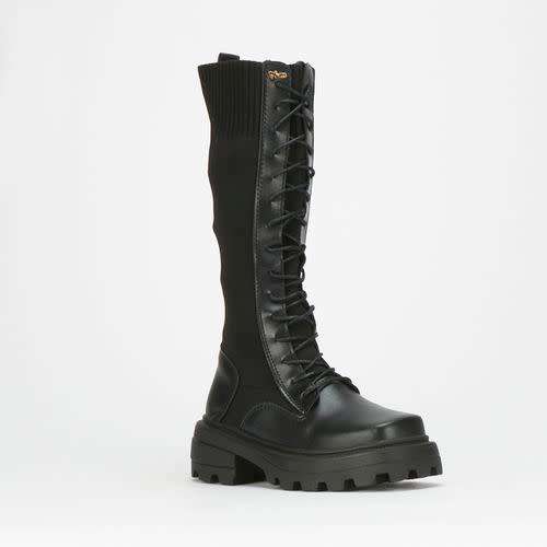 PLUM Nolta Lace Up Knee High Boot Black