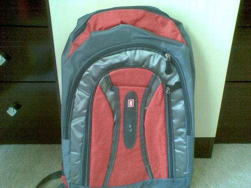 LARGE SCHOOL BAG grey & red