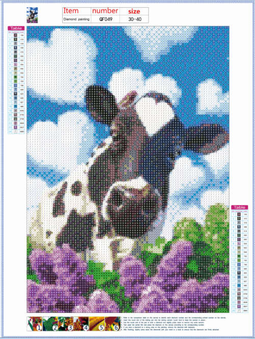 Diamond-Dot Painting - Dairy Cow and Butterfly 30x40cm | QF049