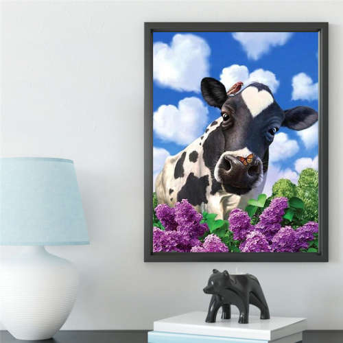 Diamond-Dot Painting - Dairy Cow and Butterfly 30x40cm | QF049