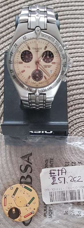 Vintage Tissot PR200 Chronograph Quartz P162/262-Serviced + Spare Movement