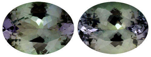 3.23CT NATURAL TANZANITE PAIR (G.I.S.A.CERTIFIED) INTENSE GREEN/BLUE/VIOLET - Value:R25,355.00