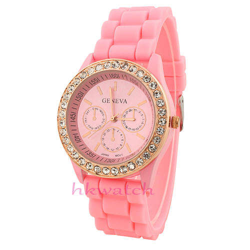 Geneva Pink Silicone Watch