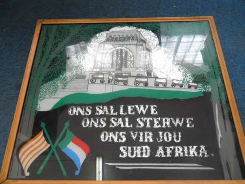 Highly Collectible Vintage Foil Backed Picture "Ons sal Lewe ons sal Sterwe ons vir jou Suid-Afrika"