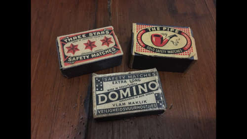 3 x Vintage Matches - empty boxes - The Pipe, Domino and Three Stars