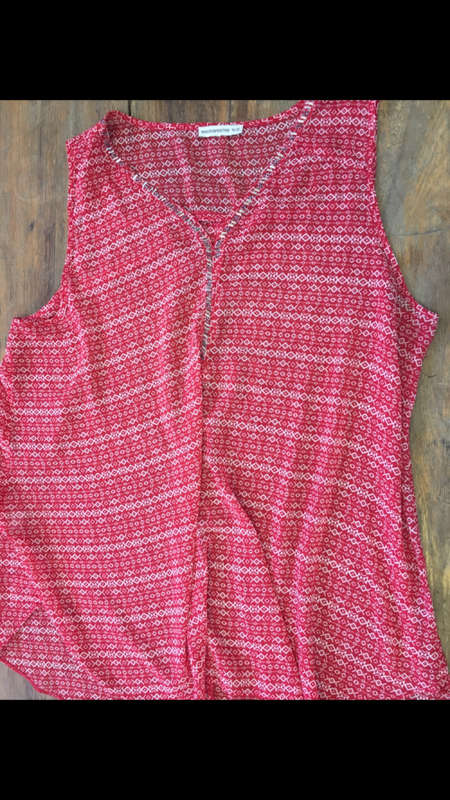 Beautiful Red and White Light Weight Top - Woolworths - Size 18