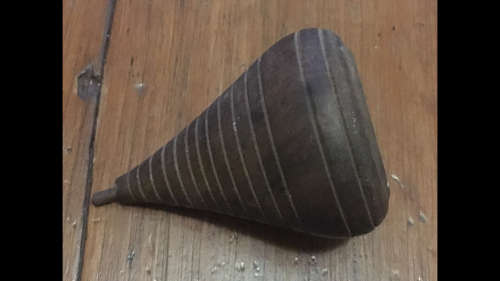 Vintage Large Wooden Spinning Top - 9.5cm