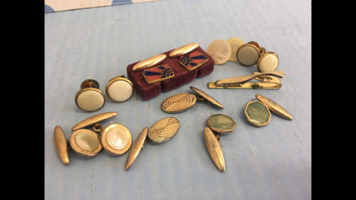 Collection of Cufflinks with Tie Clip