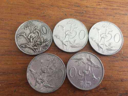 5 x 50c Coins - 1966, 1978, 1985, 1988, 1990