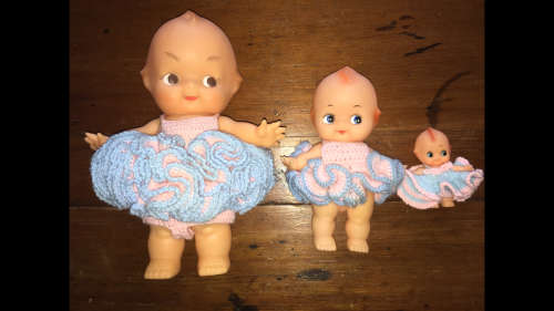 3 x Vintage Kewpie Dolls - Different sizes - with clothes