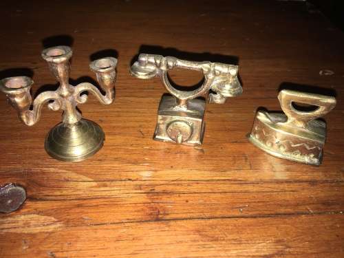 3 x Miniature Brass Ornaments