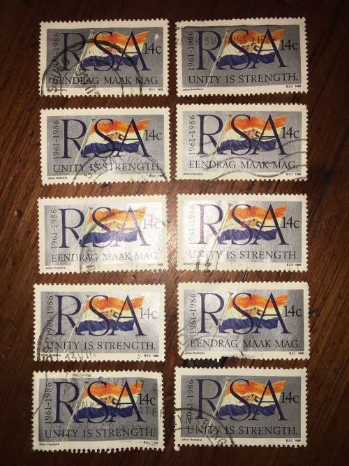 10 x RSA 14c stamps - 1986