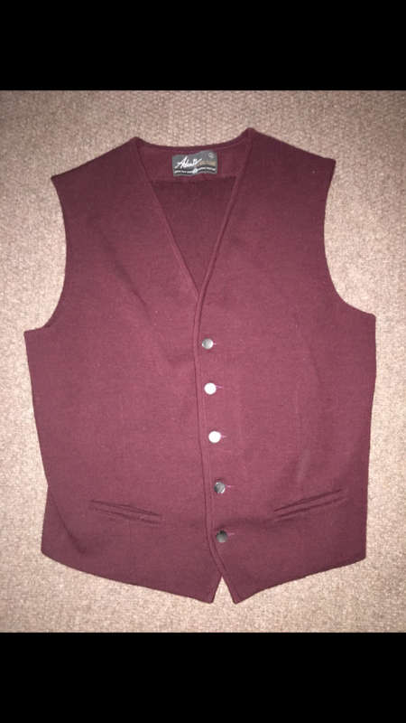 Maroon Waistcoat Pure new Wool - Size L
