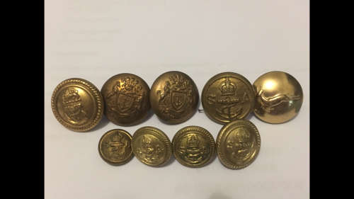 9 x Metal Buttons - Springbok, SA etc. - see pictures