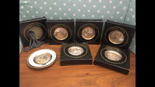 6 x Chokin Plates - 24kt Gold - In Original boxes with display stands - Make in Japan