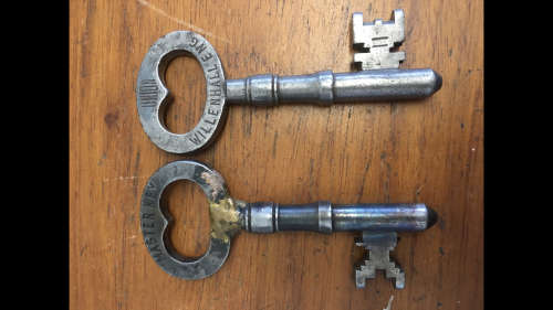 2 x Large Antique Keys - Willenhall England