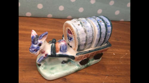 Vintage Donkey Car Shaped Salt and Pepper set - Hand Painted