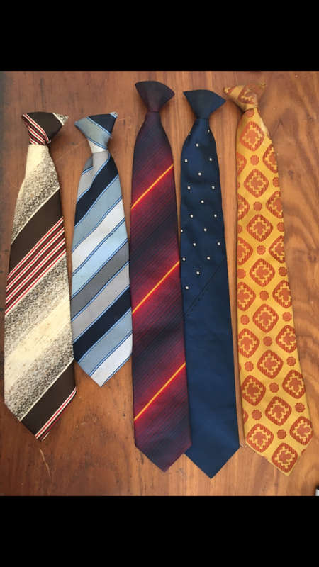 5 x Vintage Clip-on Ties