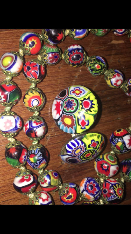 Vintage Murano Glass Necklace and matching earrings