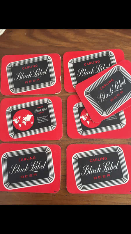 7 x Vintage Black Label Bar Coasters