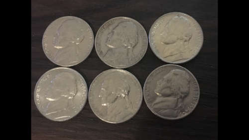 6 x USA Five Cent Coins