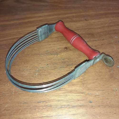 Vintage Nutbrown Pastry Blender with red wooden handle