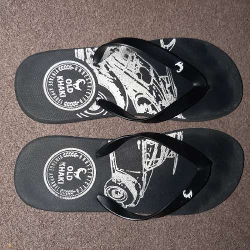 Old Khaki Flip Flops - Size 9